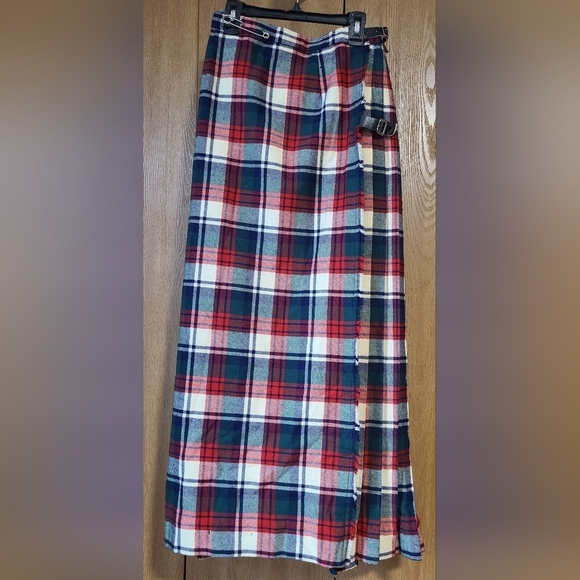 Plaid Maxi Skirt - Red, Blue, White - Picture 2 of 11